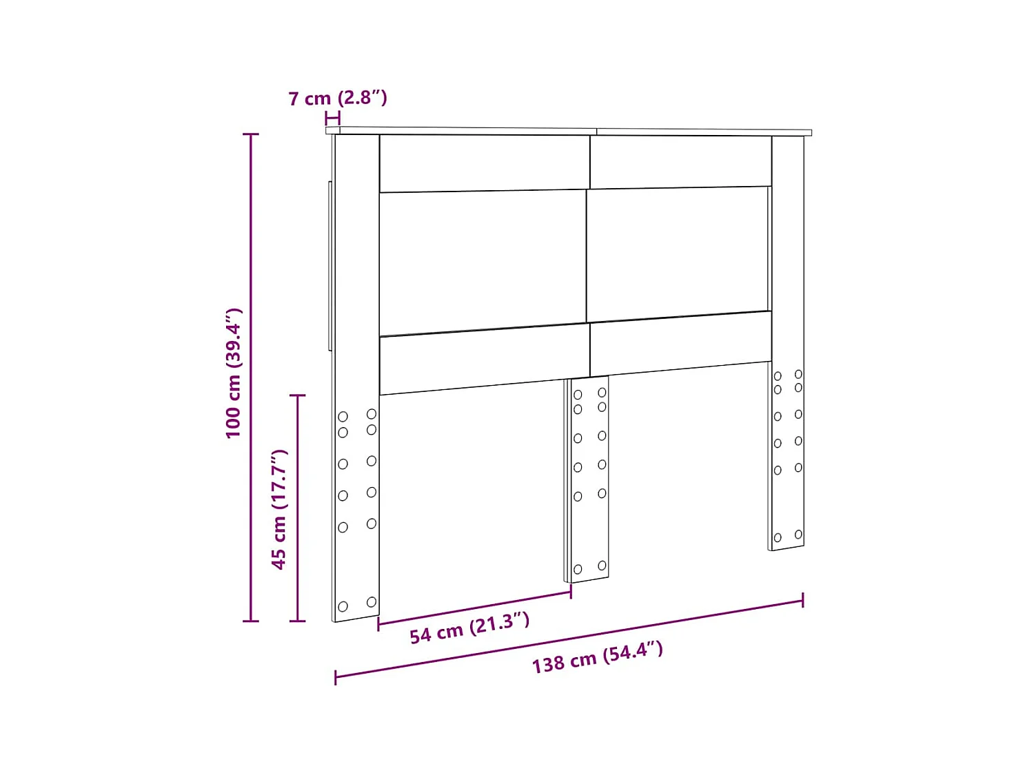 Cabeceira com cabeceira Branco 135 cm Madeira processada