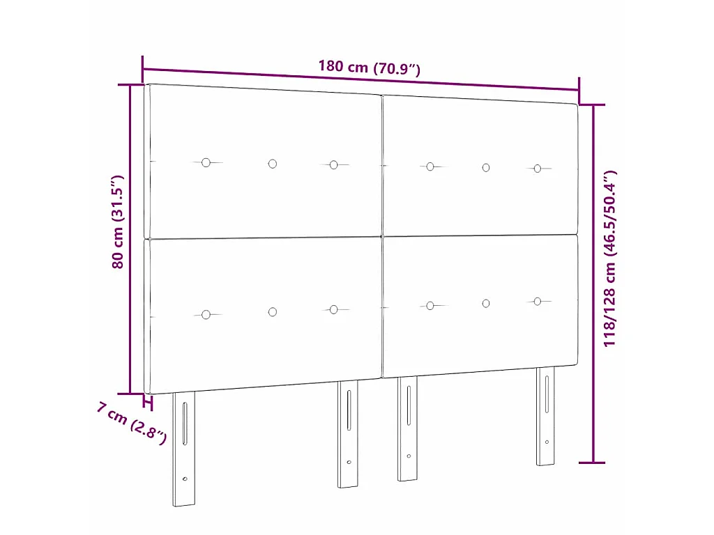 Cabecero Montaje en la pared Gris claro 180 cm Terciopelo