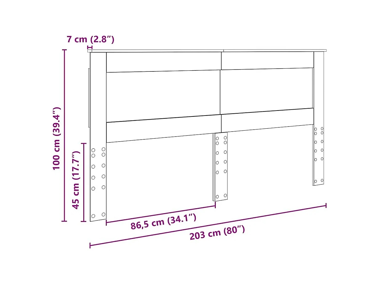 Cabeceira com cabeceira Branco 200 cm Madeira processada