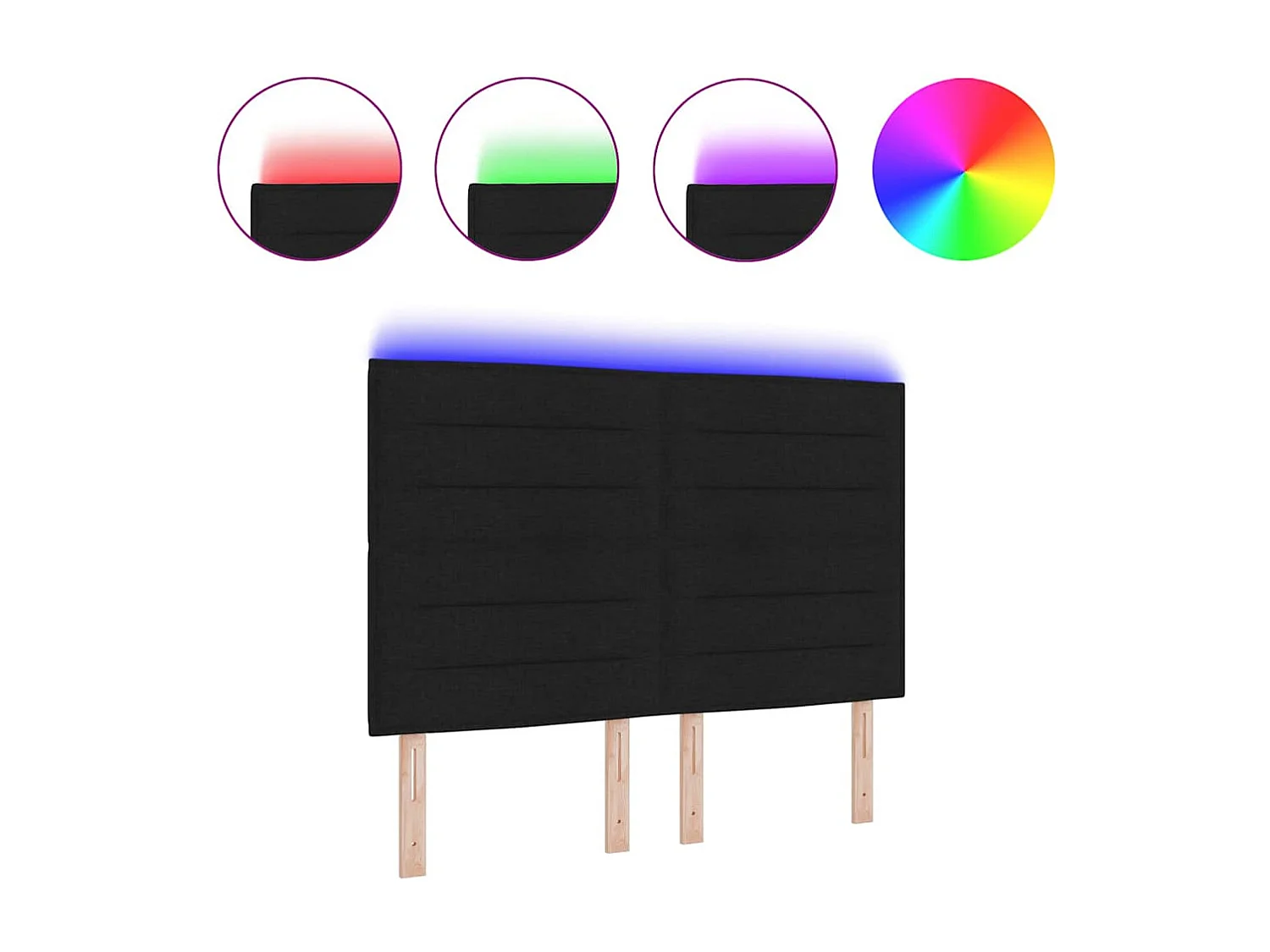 Tête de lit LED avec des lumières à LED Noir 144 cm tissu