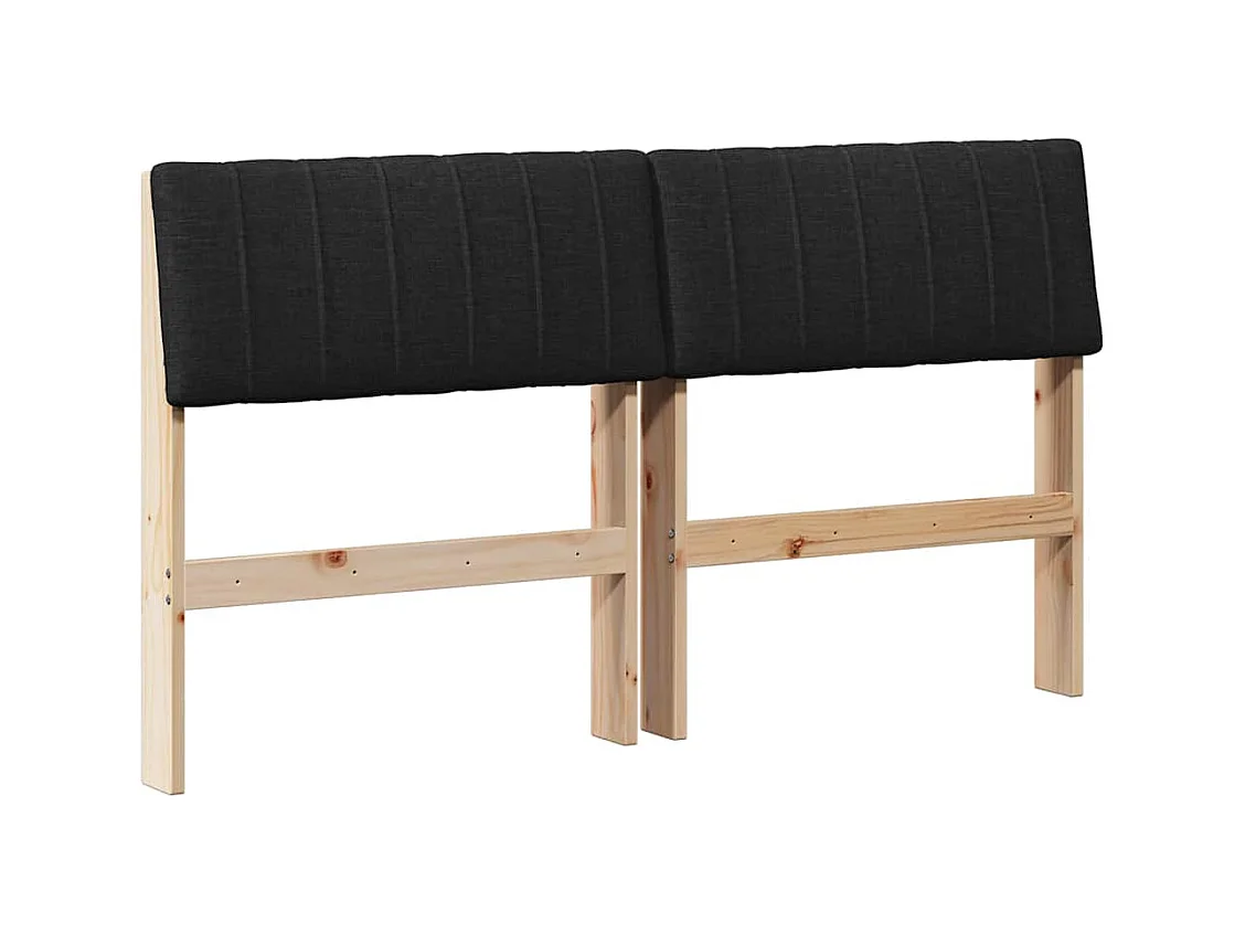 Cabecero tapizado Negro 135 cm Madera de pino macizo