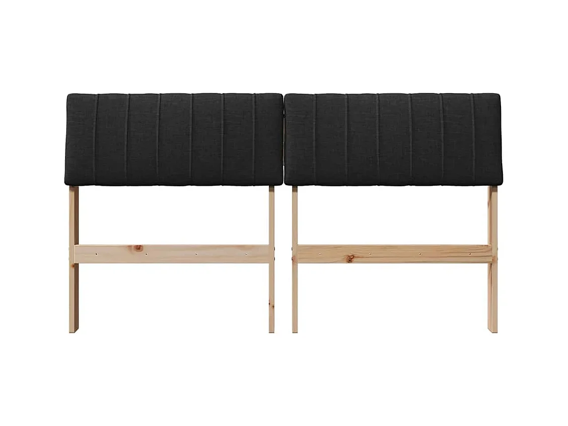 Cabecero tapizado Negro 135 cm Madera de pino macizo