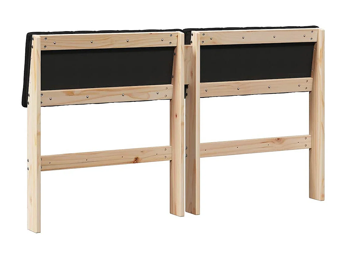 Cabeceira estofada Preto 135 cm Madeira de Pinheiro Sólida