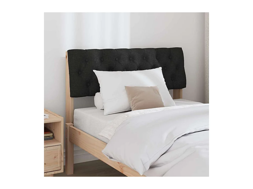 Tête de lit capitonnée Noir 90 cm Pin massif
