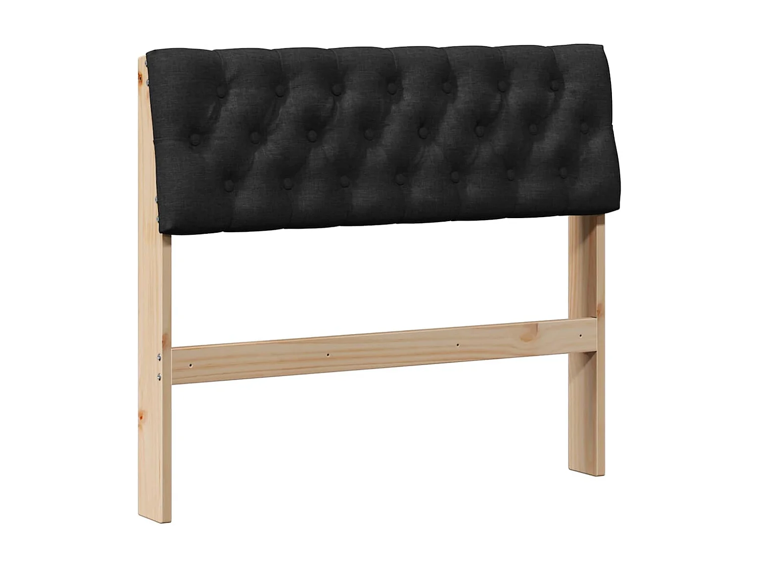 Cabeceira estofada Preto 90 cm Madeira de Pinheiro Sólida