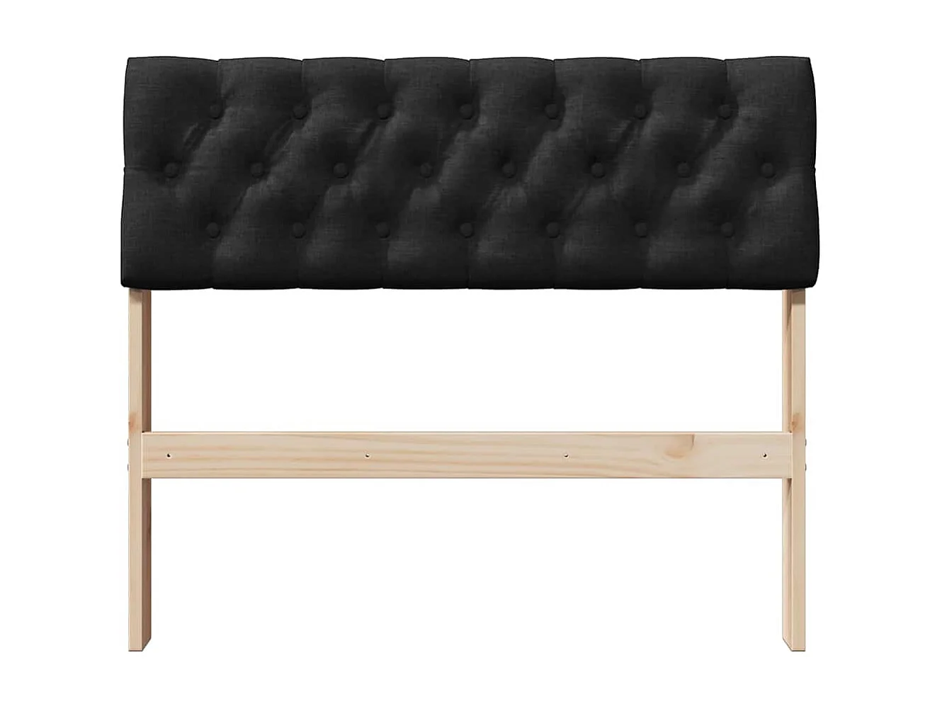 Cabeceira estofada Preto 90 cm Madeira de Pinheiro Sólida