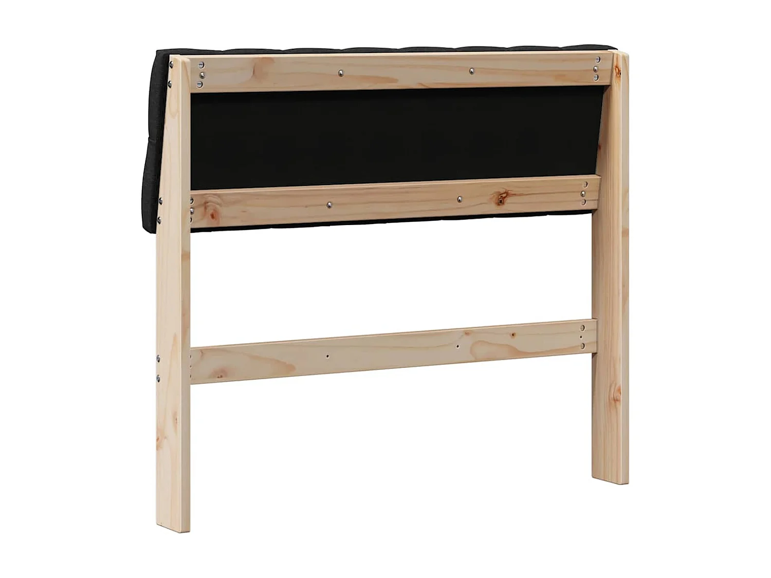 Cabeceira estofada Preto 90 cm Madeira de Pinheiro Sólida