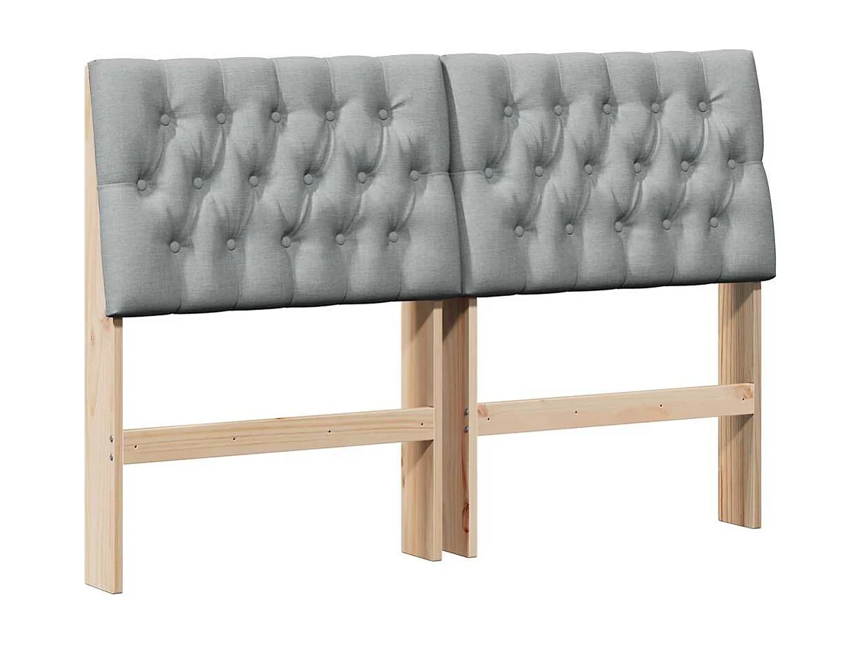 Tête de lit capitonnée Gris clair 150 cm Pin massif