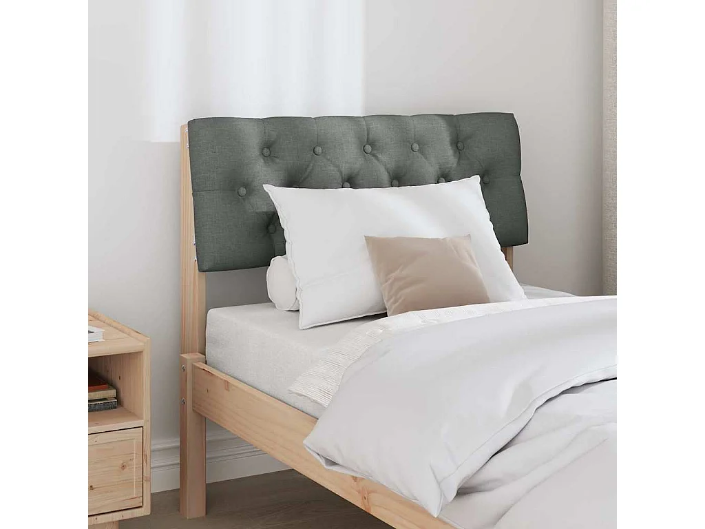 Cabecero tapizado Gris oscuro 75 cm Madera de pino macizo