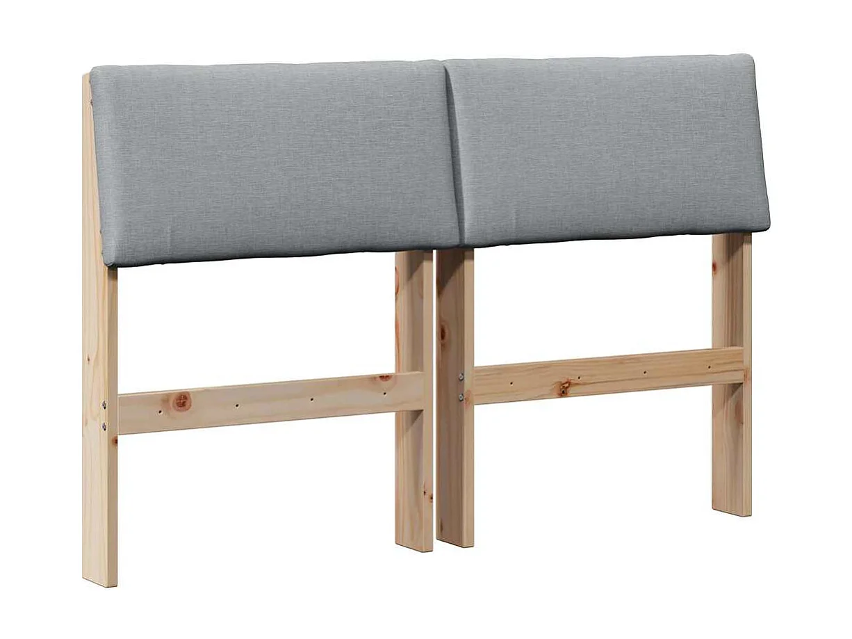 Gestoffeerd hoofdbord Lichtgrijs 120 cm Massief grenenhout