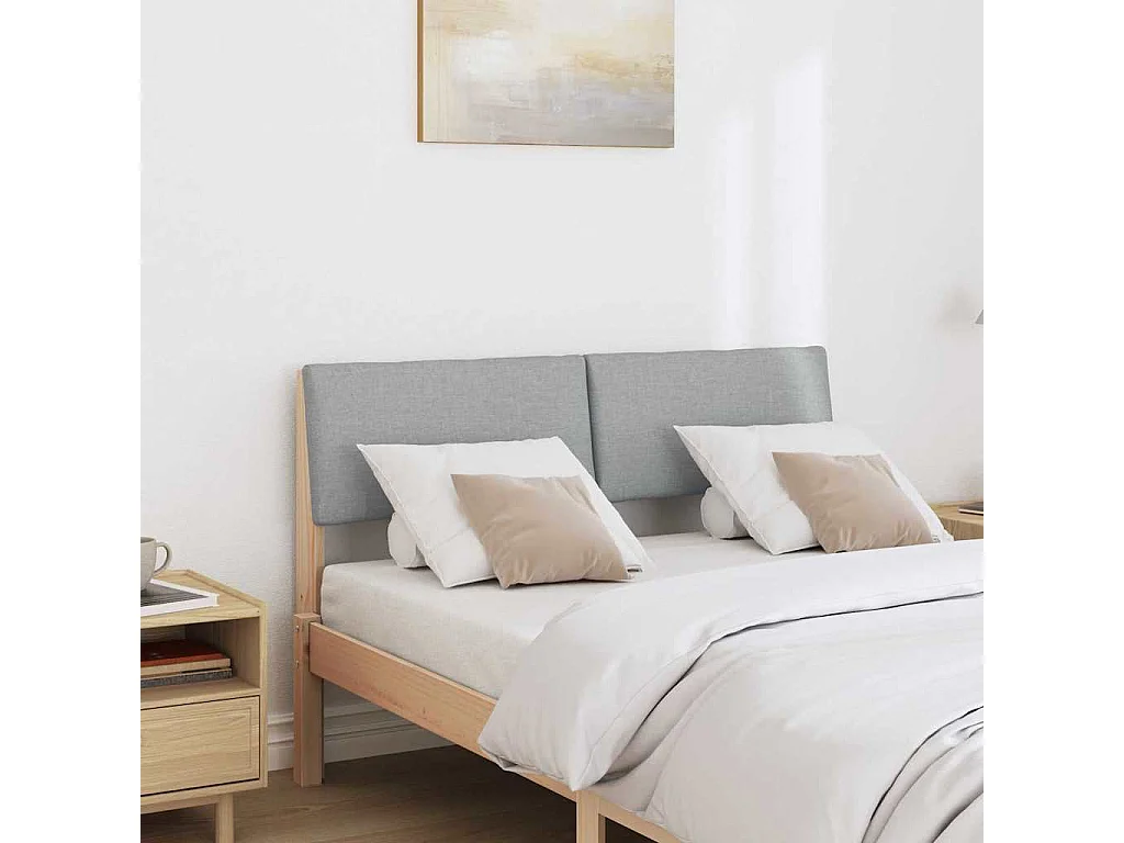 Gestoffeerd hoofdbord Lichtgrijs 120 cm Massief grenenhout