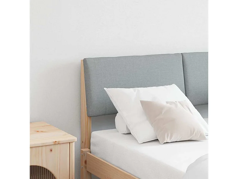 Gestoffeerd hoofdbord Lichtgrijs 120 cm Massief grenenhout