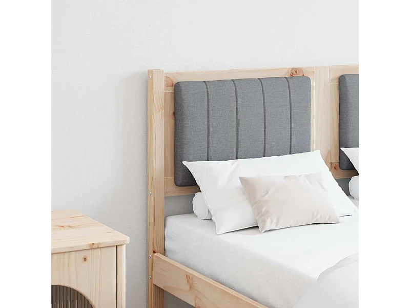 Cabecero tapizado Marrón 120 cm Madera de Pino Sólido y Tela