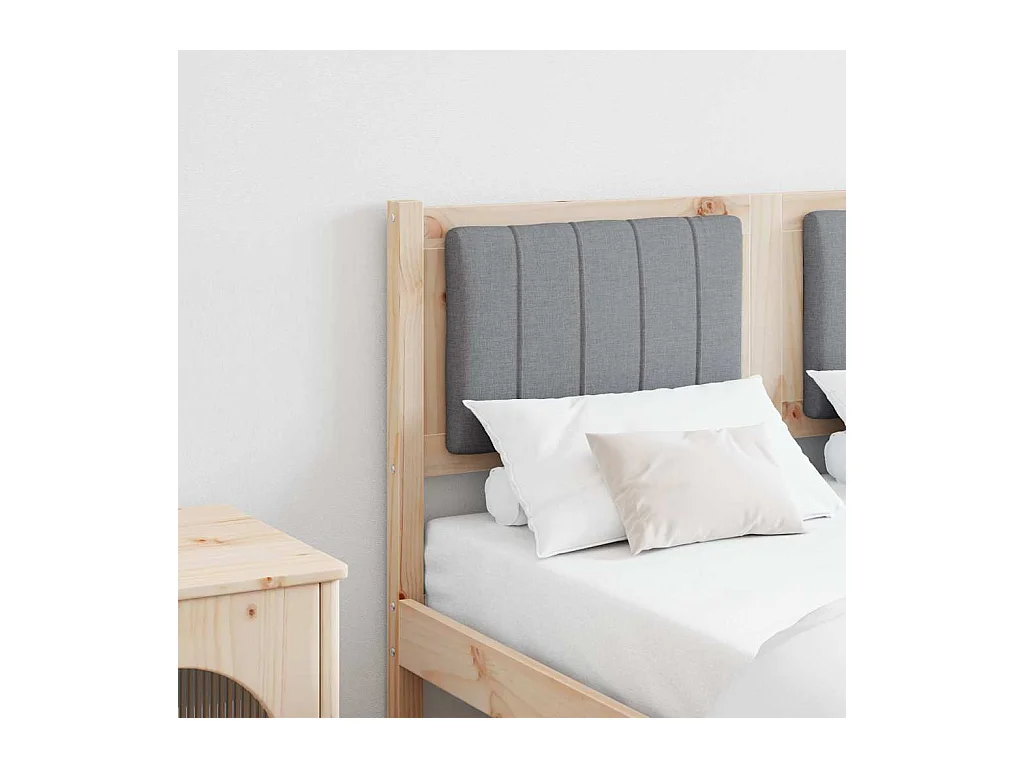 Cabecero tapizado Marrón 120 cm Madera de Pino Sólido y Tela