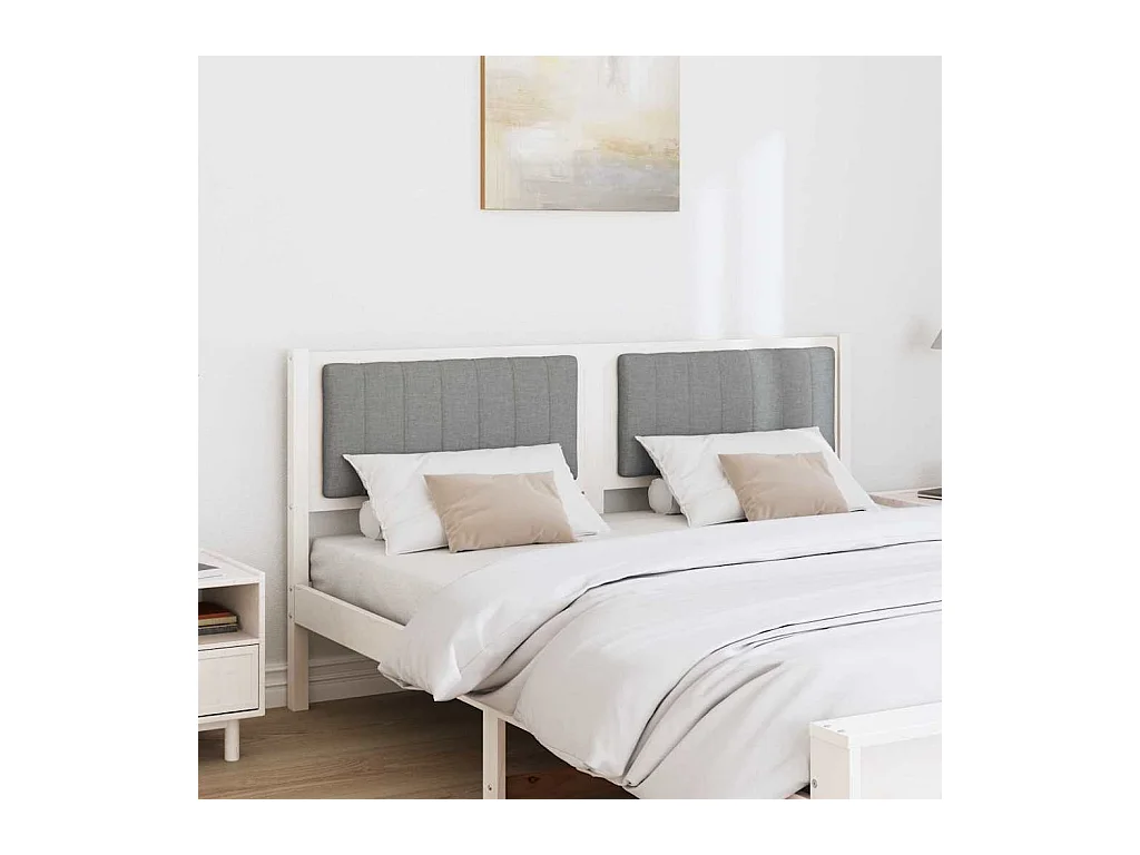 Cabeceira estofada com cabeceira Branco 160 cm