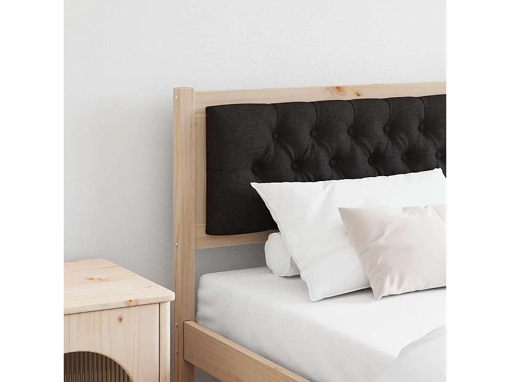 Cabeceira Castanho e preto 160 cm Madeira de pinho maciça