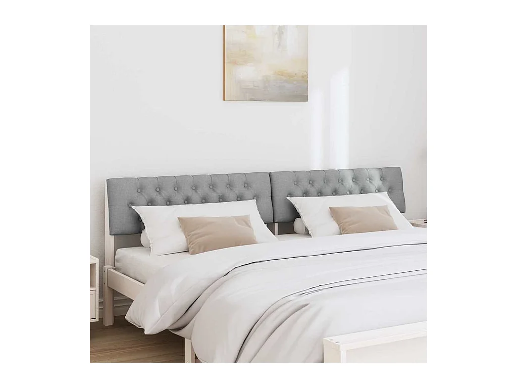 Tête de lit capitonnée Gris clair 200 cm Pin massif