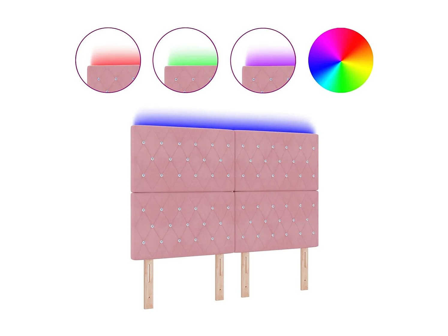 Tête de Lit LED avec des lumières à LED Rose 144 cm Velours