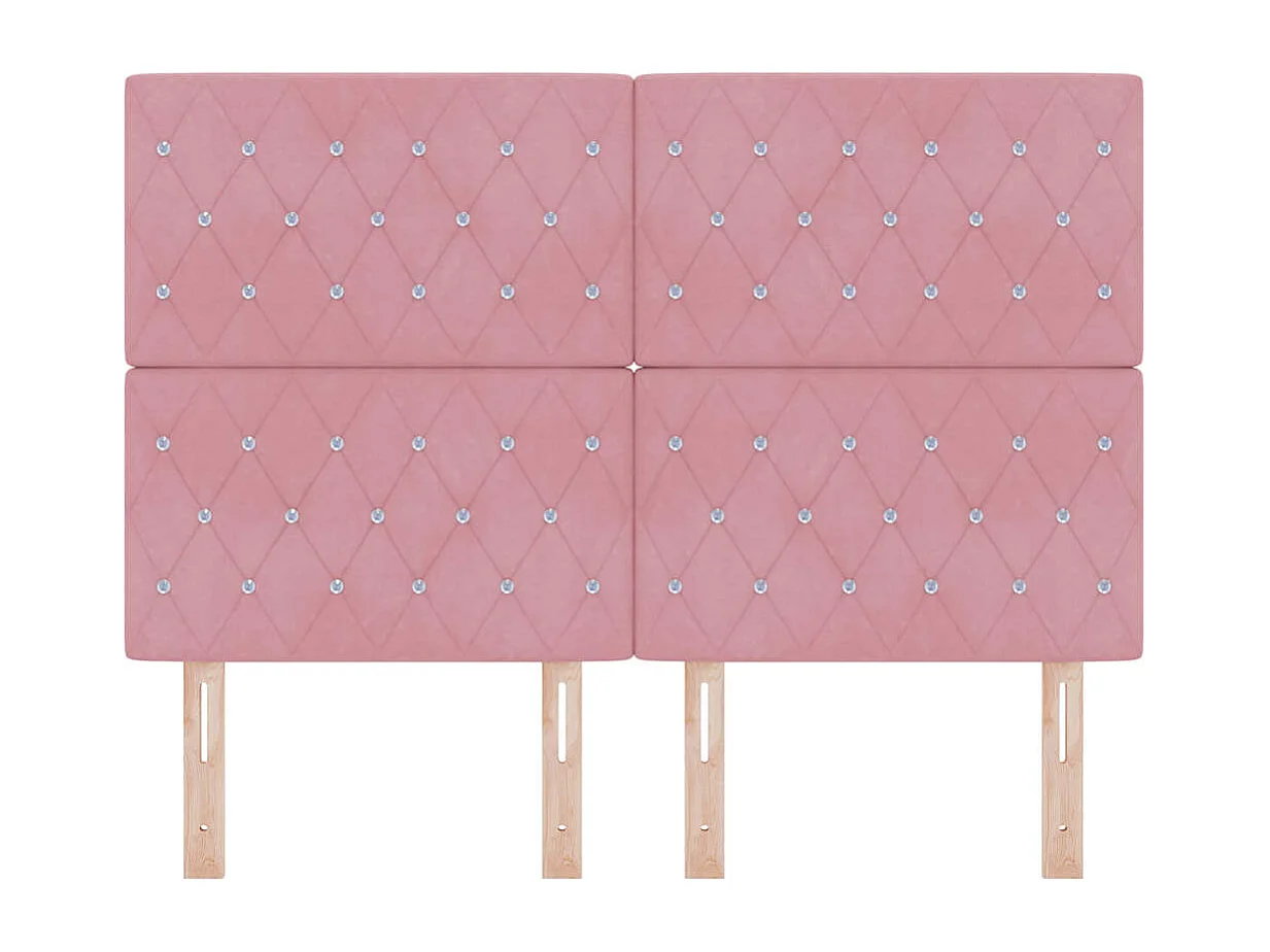 Tête de Lit LED avec des lumières à LED Rose 144 cm Velours