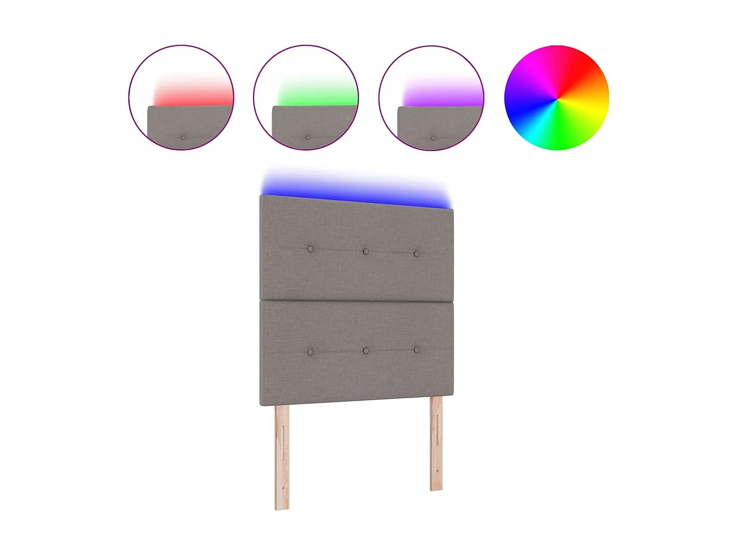 Tête de Lit LED avec des lumières à LED Taupe 80 cm tissu