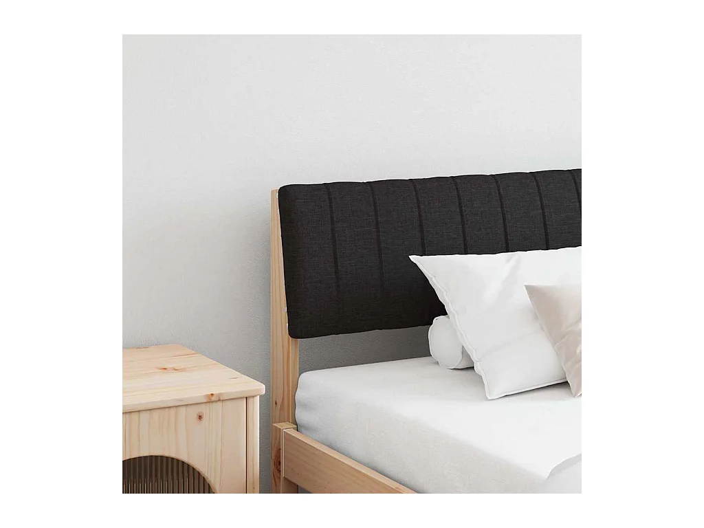Cabeceira estofada Preto 200 cm Madeira de Pinheiro Sólida