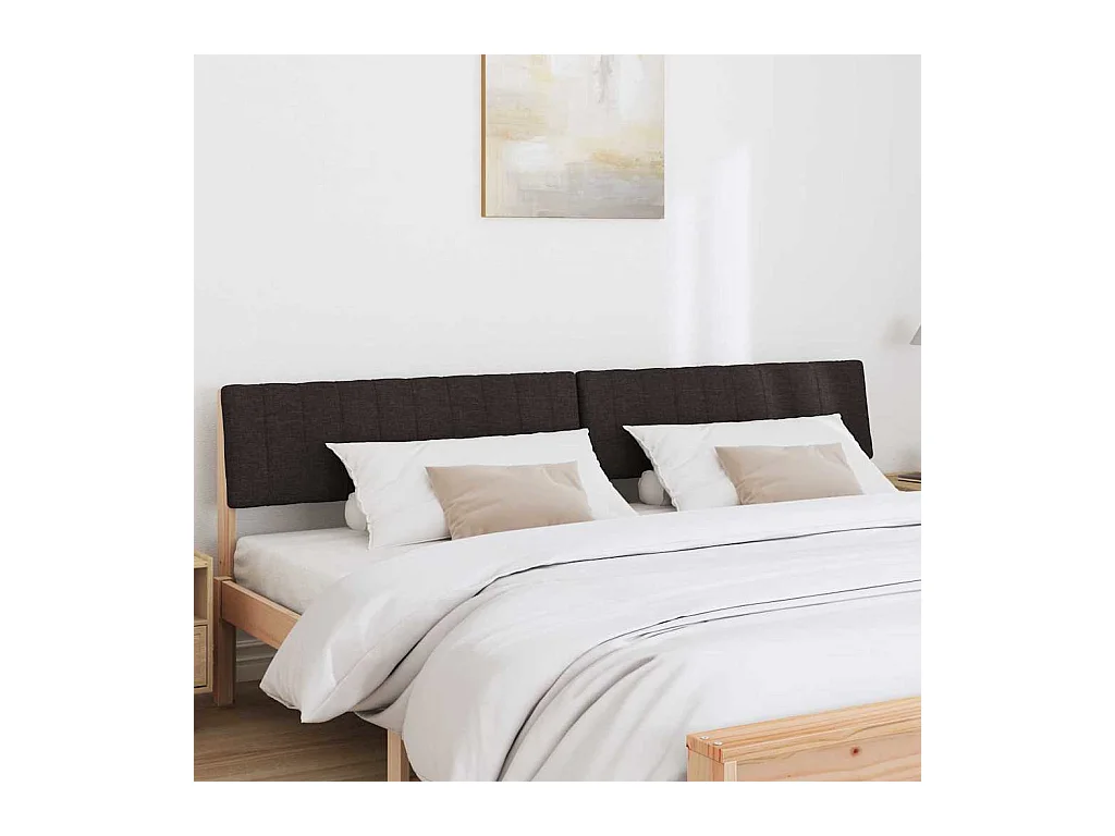 Cabeceira estofada Preto 200 cm Madeira de Pinheiro Sólida