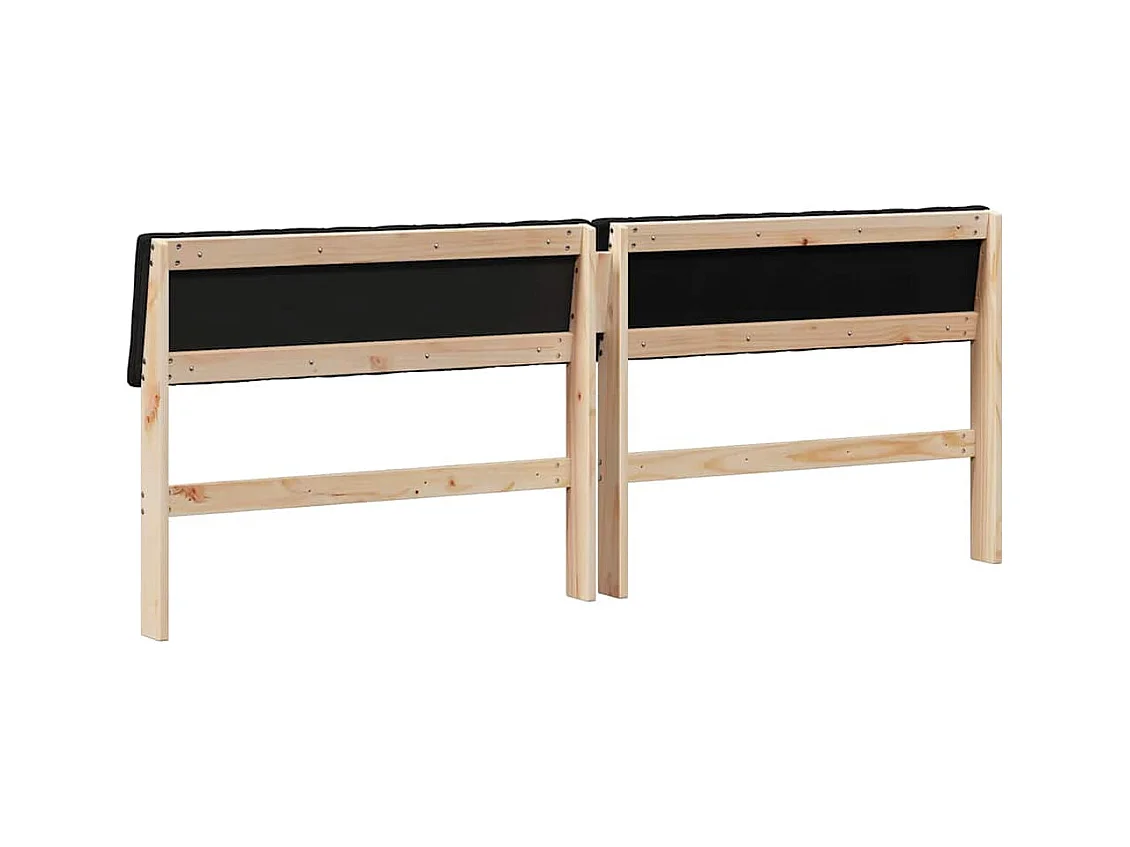 Cabeceira estofada Preto 200 cm Madeira de Pinheiro Sólida