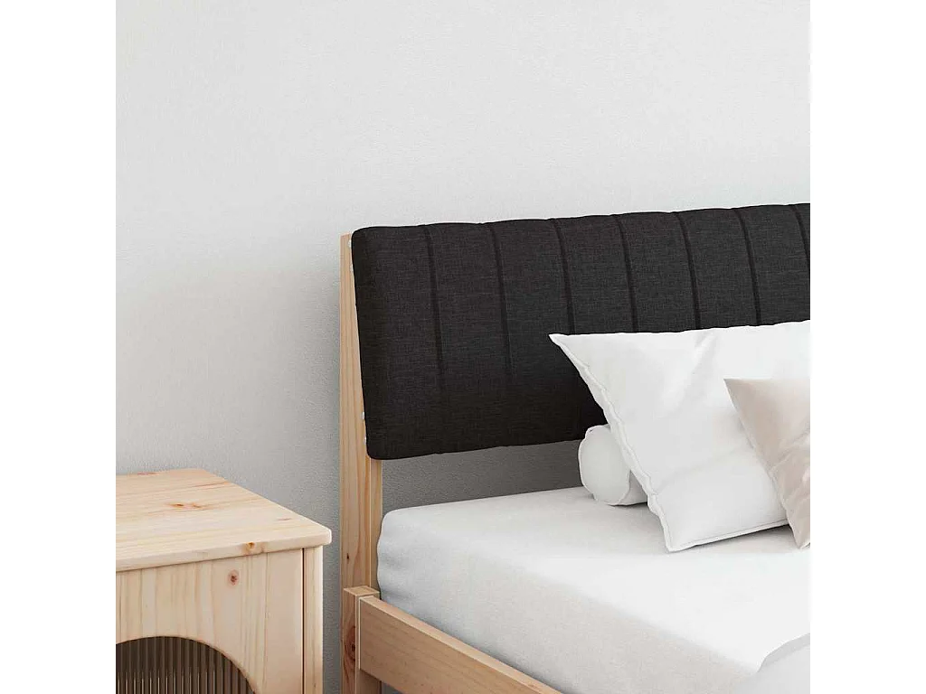 Cabeceira estofada Preto 200 cm Madeira de Pinheiro Sólida