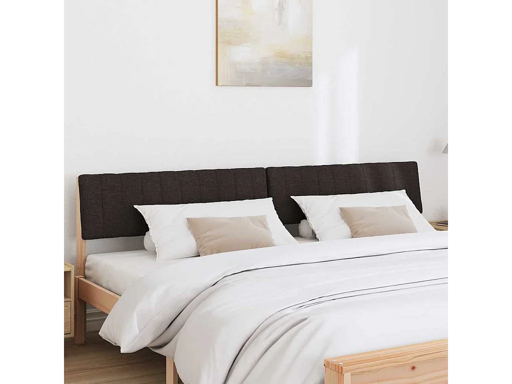 Cabeceira estofada Preto 200 cm Madeira de Pinheiro Sólida