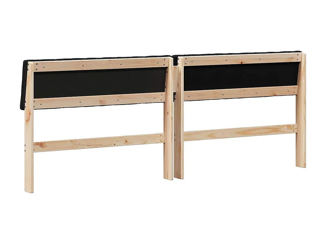 Cabeceira estofada Preto 200 cm Madeira de Pinheiro Sólida