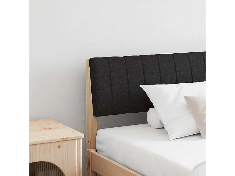 Cabeceira estofada Preto 200 cm Madeira de Pinheiro Sólida