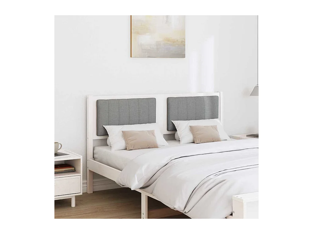 Cabecero tapizado 135 cm Madera de Pino Sólido y Tela