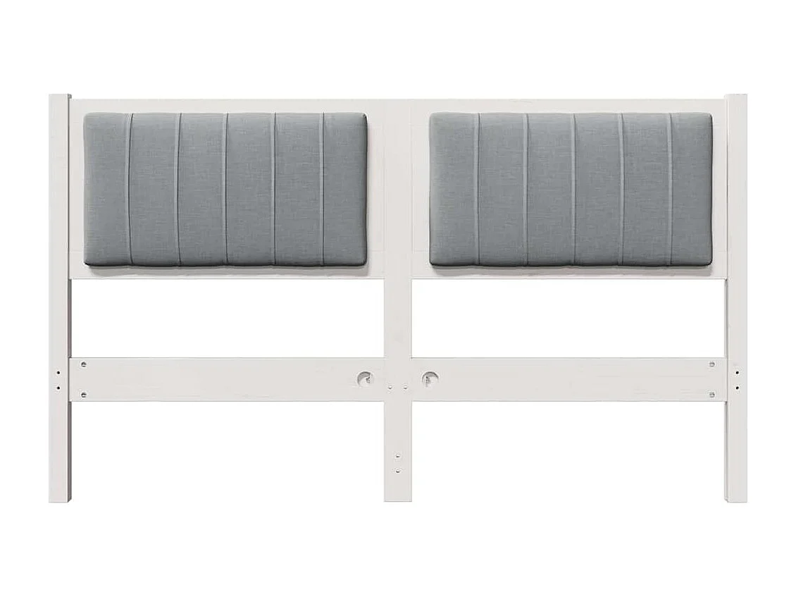 Tête de lit capitonnée Blanc 135 cm Bois de pin massif et tissu