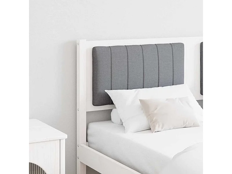Tête de lit capitonnée Blanc 135 cm Bois de pin massif et tissu
