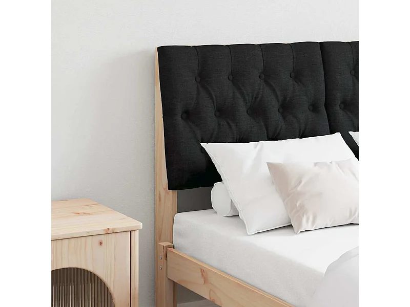 Tête de lit capitonnée Noir 120 cm Pin massif