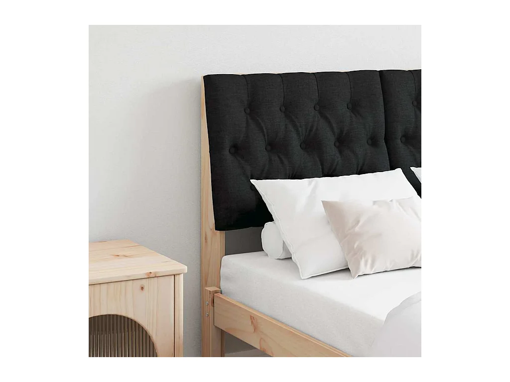 Tête de lit capitonnée Noir 120 cm Pin massif