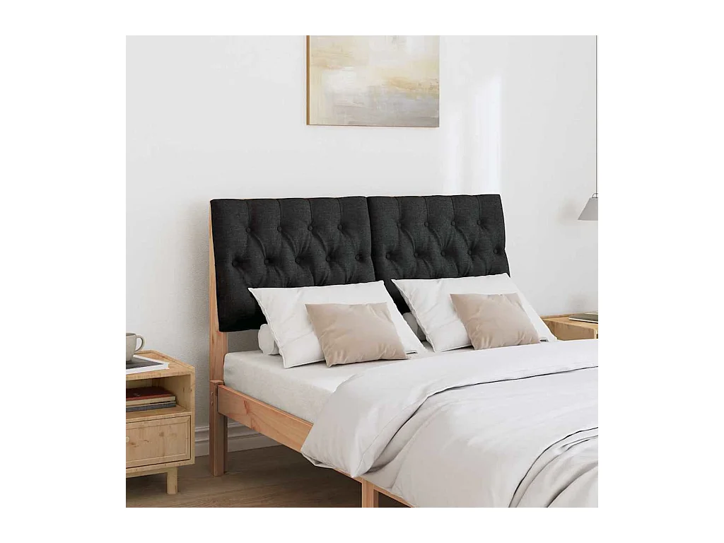 Tête de lit capitonnée Noir 120 cm Pin massif
