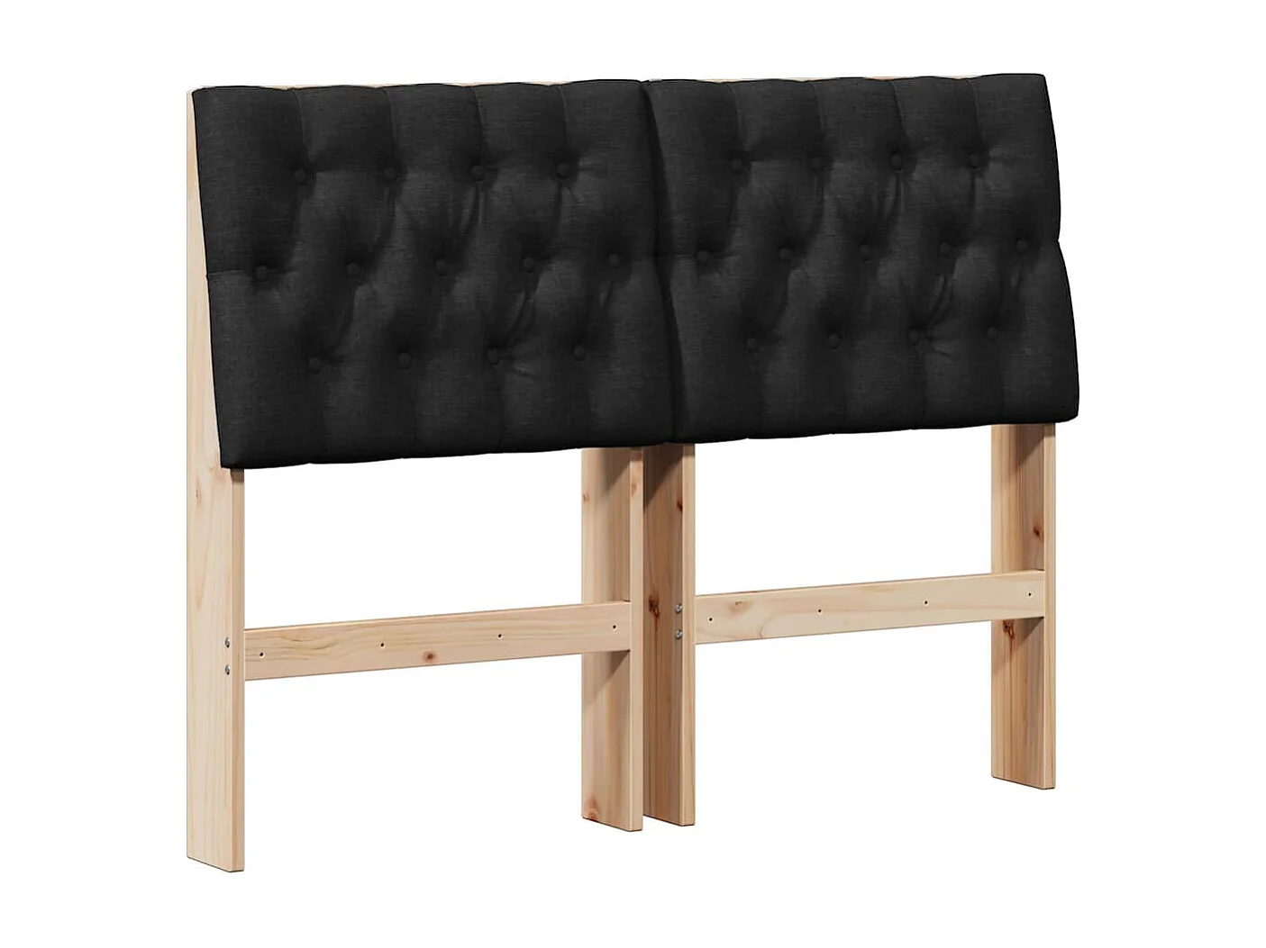 Tête de lit capitonnée Noir 120 cm Pin massif