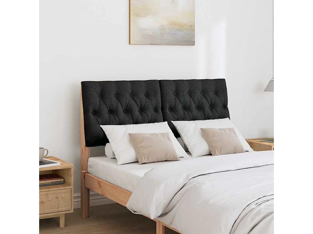 Tête de lit capitonnée Noir 120 cm Pin massif