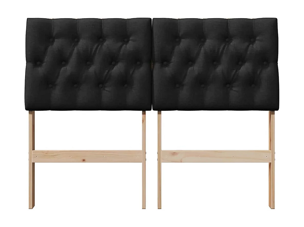 Tête de lit capitonnée Noir 120 cm Pin massif