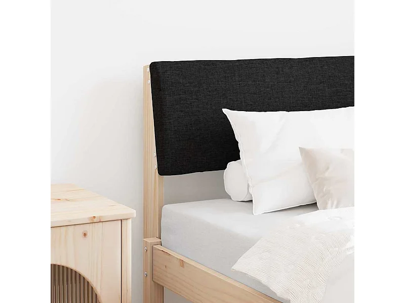 Cabecero tapizado Negro 80 cm Madera de pino macizo