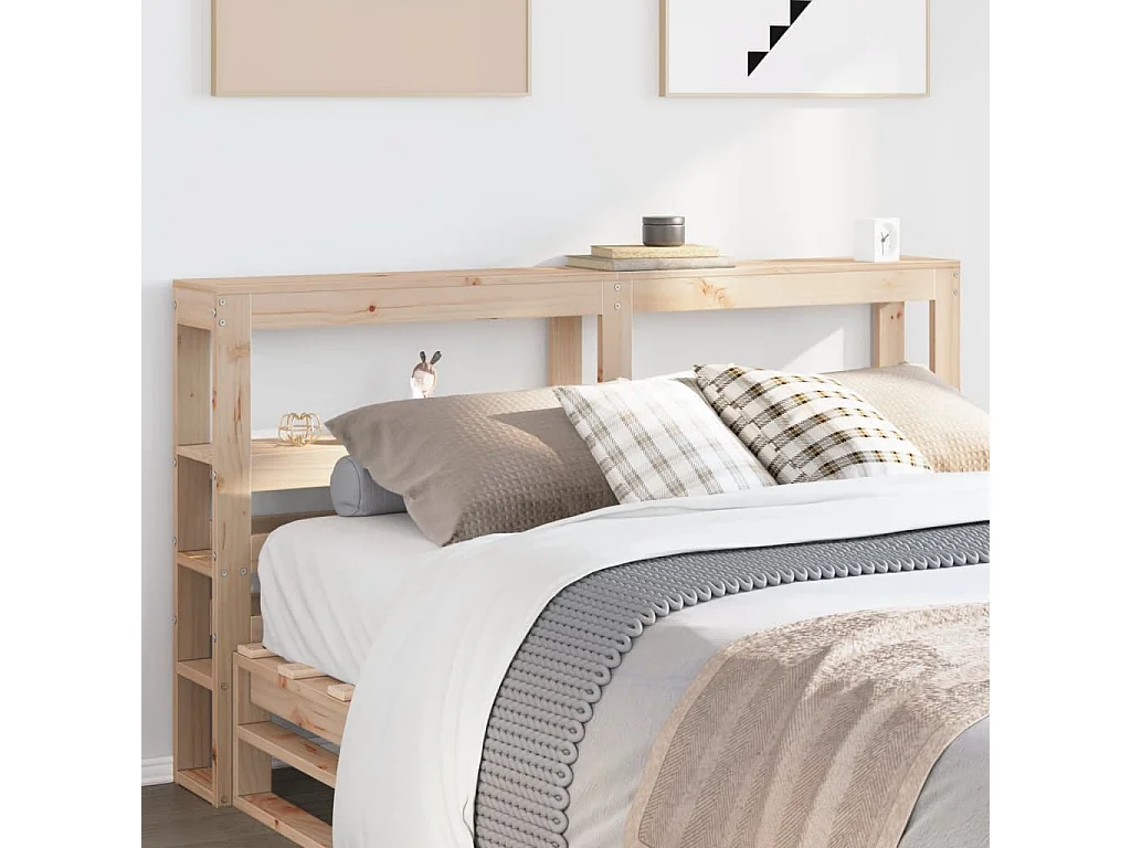 Tête de lit avec étagères 140 cm bois massif de pin