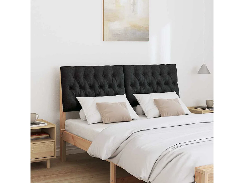Tête de lit capitonnée Noir 140 cm Pin massif