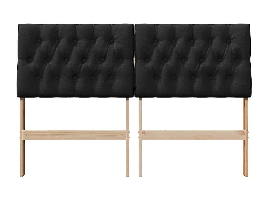 Tête de lit capitonnée Noir 140 cm Pin massif