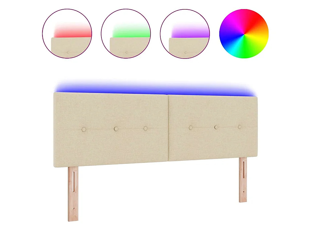 Cabecero LED con luces de tiras LED Manual Crema 160 cm tela