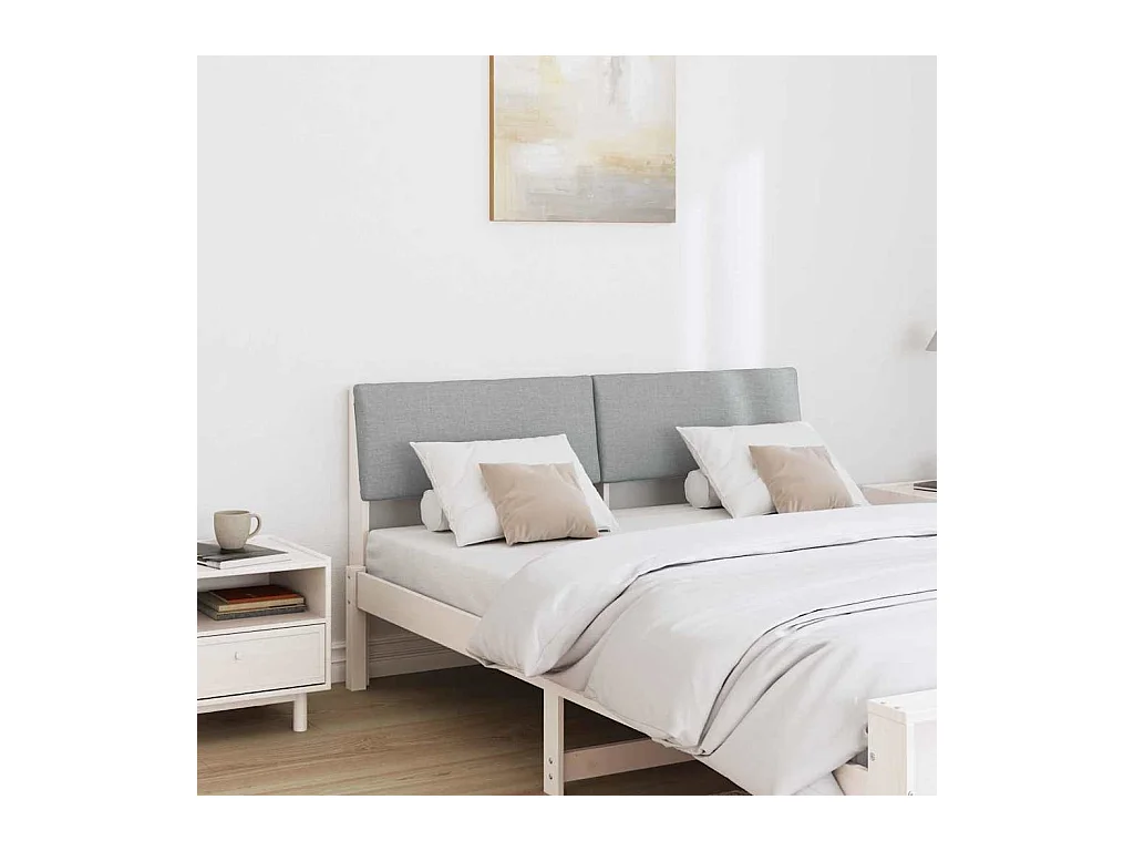 Cabecero tapizado Gris Claro 135 cm Madera de pino macizo
