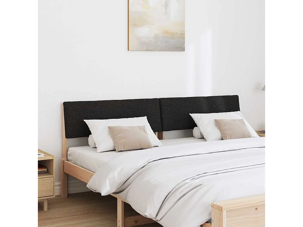 Gestoffeerd hoofdbord Zwart 200 cm Massief grenenhout