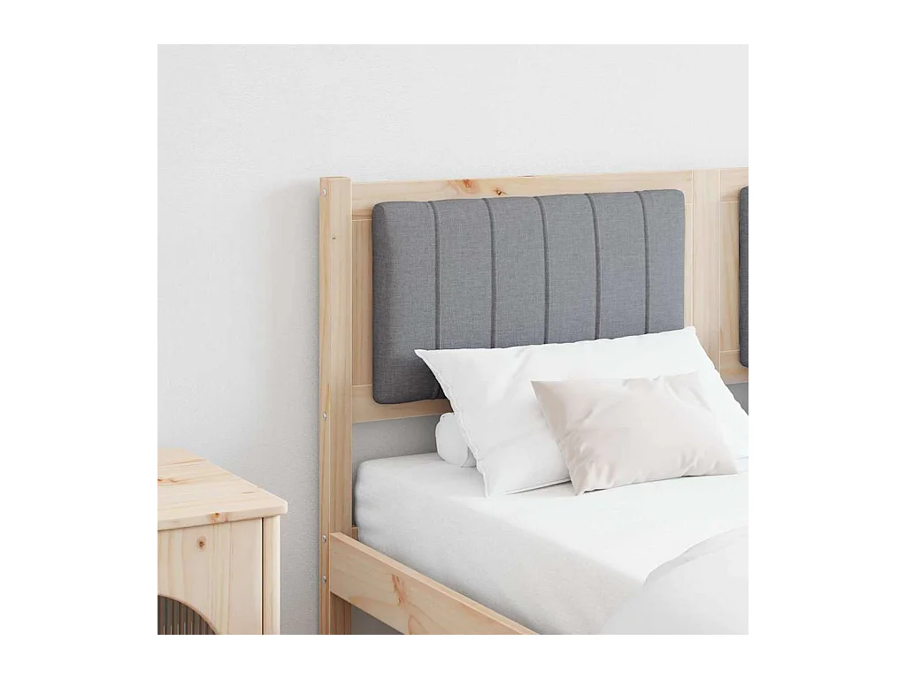 Cabecero tapizado Marrón 135 cm Madera de Pino Sólido y Tela