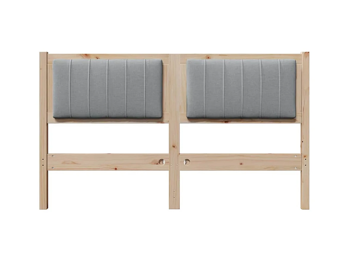 Cabecero tapizado Marrón 135 cm Madera de Pino Sólido y Tela