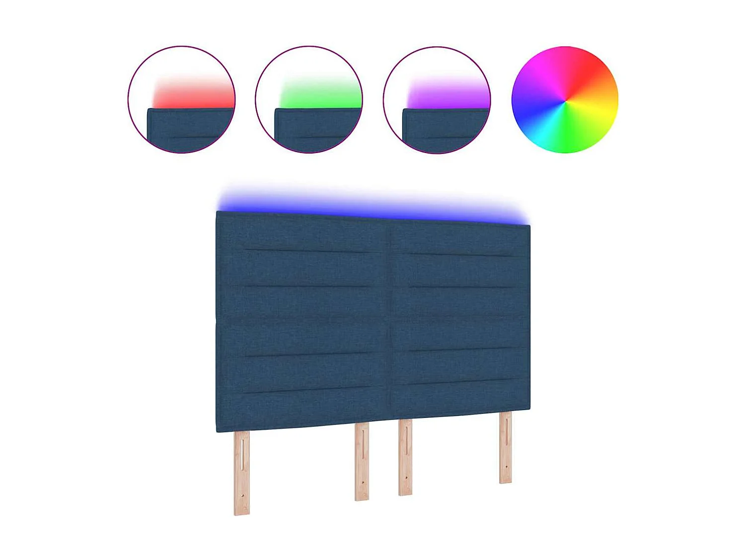 Tête de lit LED avec des lumières à LED Bleu 144 cm tissu